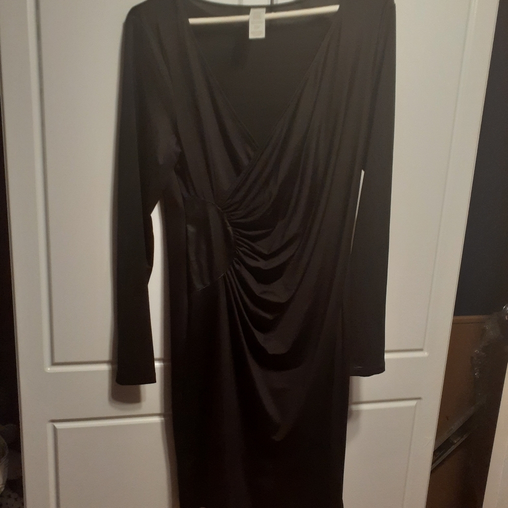 Black Faux Wrap Dress
